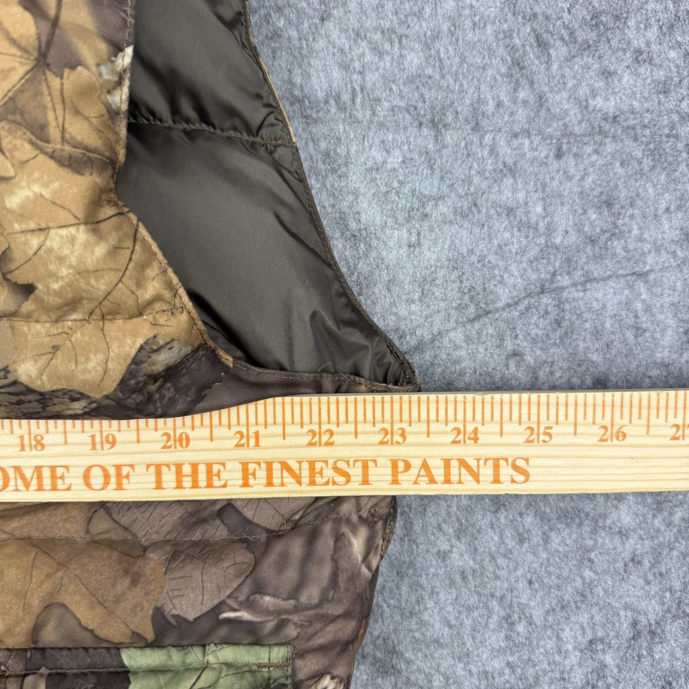 Cabela's Men's Medium Brown Camo Goose Down Puffer Zip Front Outdoor Vest - Picture 6 of 10
